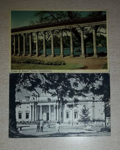 2 Postales De Santa Fe Rosario Argentina Amarillento (Usado)