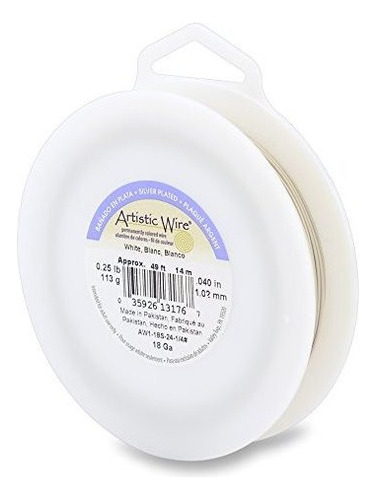 Alambre - Artistic Wire, 18 Gauge, White Color, 1/4 Pound (