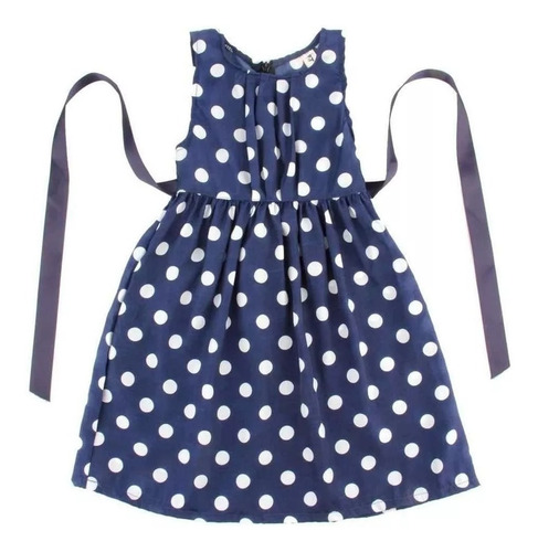 Vestido Princesa Azul Lunares Blancos Niñas Talla 2,3,4,6