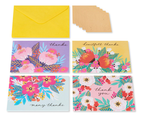 Tarjetas De Agradecimiento Con Sobres Flores Vibrantes 20 Un