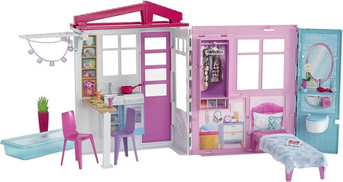 Muñeca Barbie Y Casa De Muñecas Juego Portátil De 1 Planta C