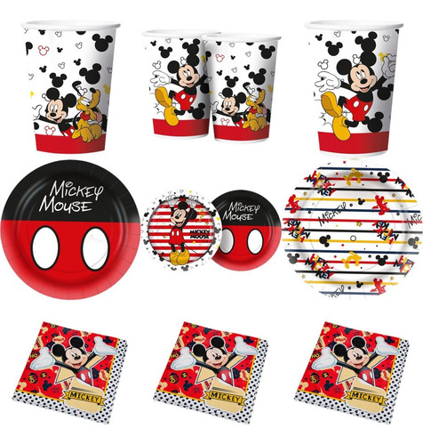 Copos + Pratos + Guardanapos - Festa Mickey Mouse