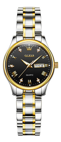 Reloj Olevs 5563aw Calendar Luminous Diamond Color Del Fondo Relojes De Pulso Negro Dorado Plateado