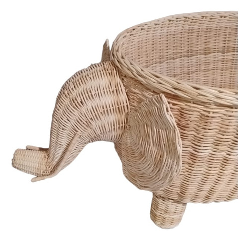 Cesto Elefante Fibra Natural Artesanal Decoração Flores Mant