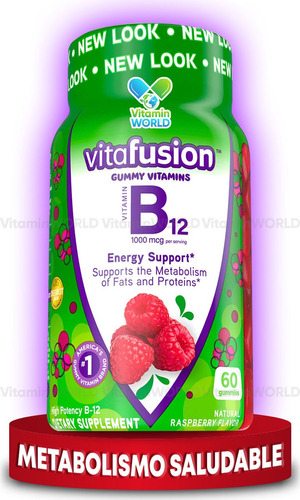 Vitamina B12 Premium | 1000mcg Cianocobalamina | 60 Gomitas