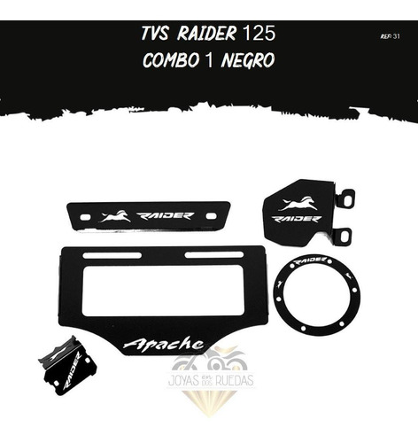 Kit Combo 1 Negro Partes Lujo Moto Tvs Raider 125