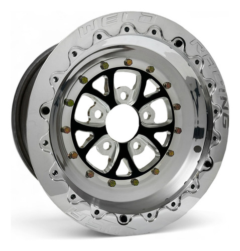 Par De Roda Weld V-series Black C/ Beadlock 15 X 8 X 5 Cor Polida