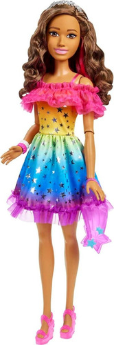 Barbie Gigante Latina Arcoíris 71 Cm De Altura Pelo Castaño