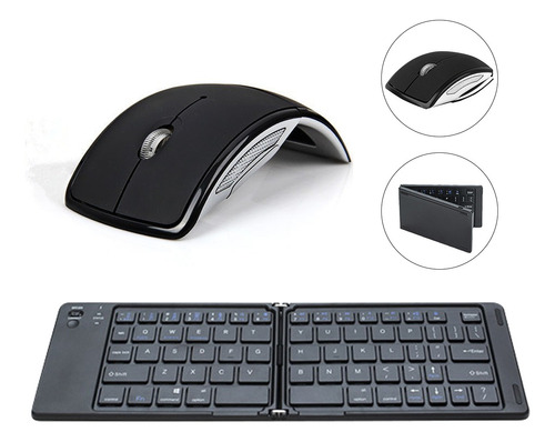 Set Teclado Y Mouse Inalámbrico Plegable Compacto Y Portátil