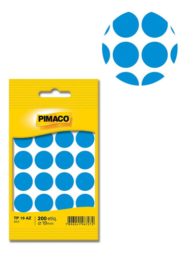 Etiqueta Pimaco Tp 19 Identificação Bolinha Adesiva 200 Uni