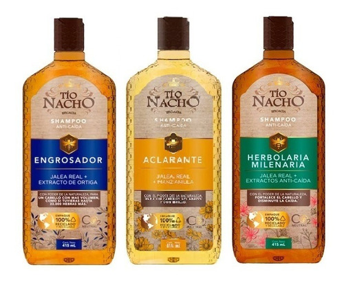 Tio Nacho Pack Shampoo 415ml 3 Unidades.