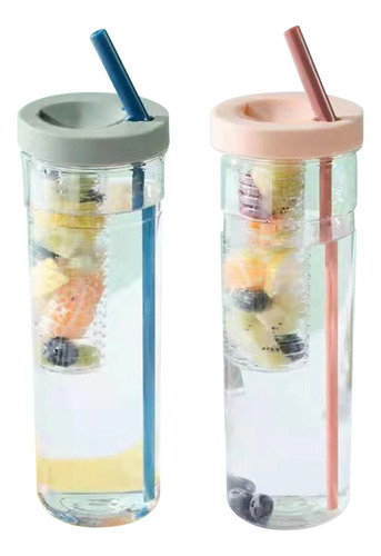 Botella De Agua Con Infusor De Fruta De Paja Portátil Gran