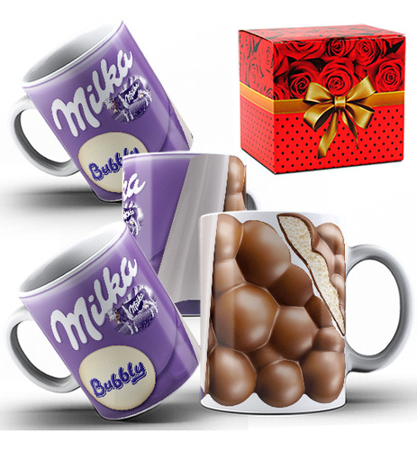 Caneca Personalizada Chocolate Milka Bubbly Páscoa E Caixa