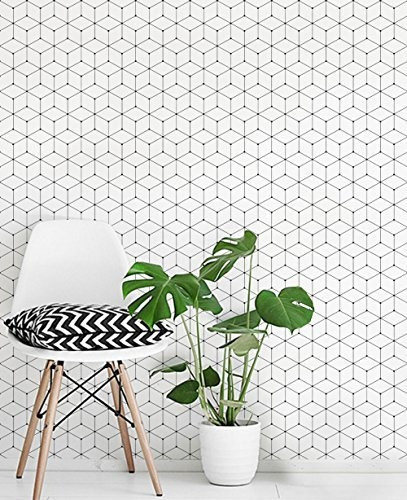 Papel Tapiz - Geometric Cube Wallpaper - Peel And Stick - By