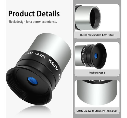 Ocular De Telescopio Plossl De 1.25 Pulgadas Para Astronomía