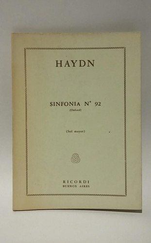 Haydn, Sinfonia N° 92 Oxford, Partitura Orquestal, Urtext (Usado)