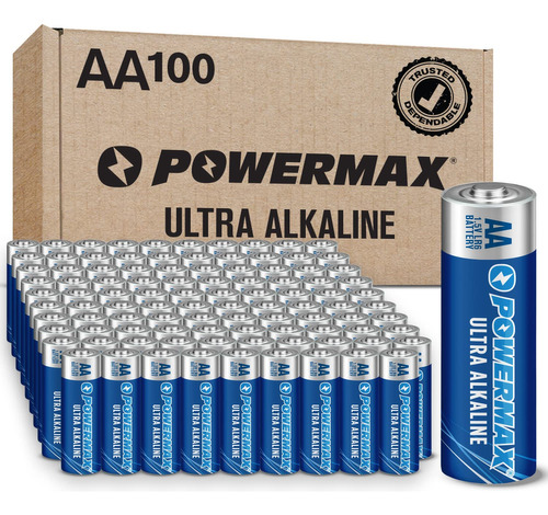 Powermax 100 Pilas Aa, Batería Alcalina De Larga Duración.