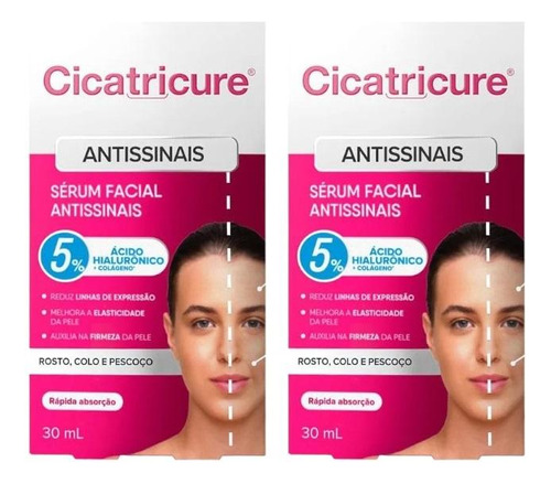 Kit Cicatricure Sérum Facial Antissinais C/ 2cx De 30ml Cd