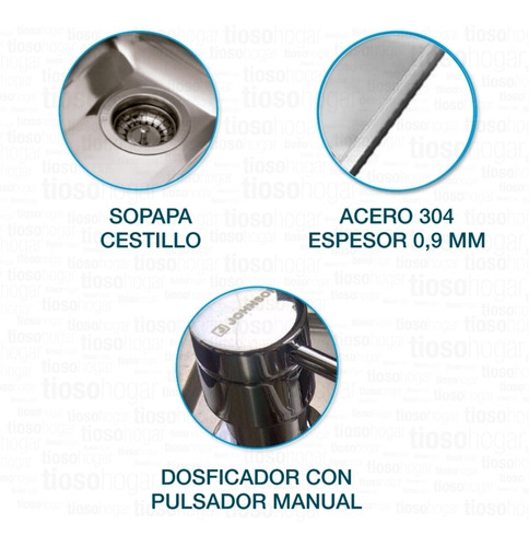 Pileta Bacha Johnson Acero Luxor Si85a Sta Dosificador Promo