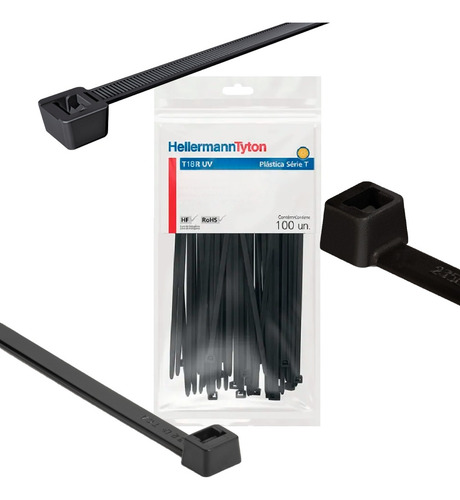 Precintos Plasticos Uv Hellermann Tyton T18r 100x2.5mm X100u Color Negro