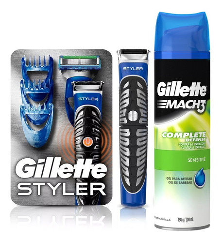 Pack Afeitadora Gillette Styler 3 En 1 Afeita Recorta + Gel