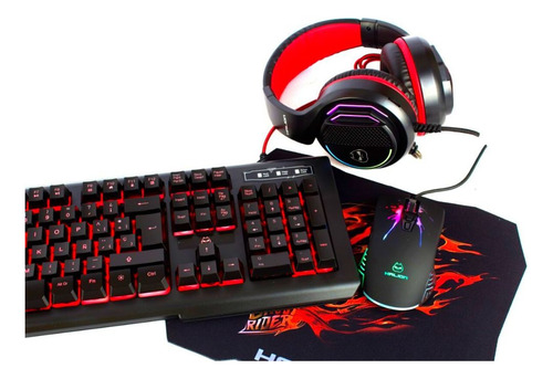 Kit Gamer Hal Pantro 4 En 1:teclado + Audifono + Mouse + Pad
