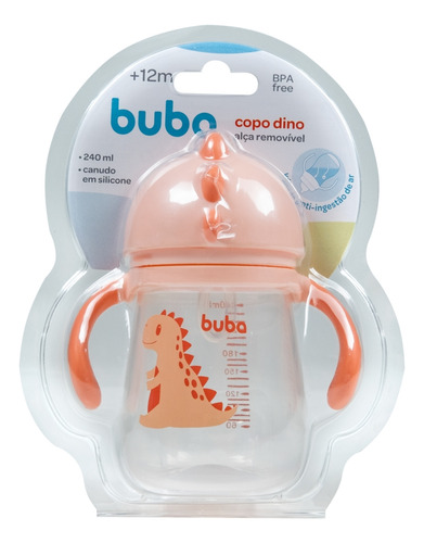 Copo Válvula Anti-cólica Bebê Com Canudo Alça Removível Buba
