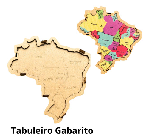 Mapa Brasil Brinquedo Quebra Cabeça Pedagógico 21x21cm