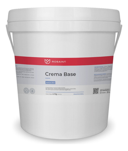 Crema Base Neutra Para Masajes 4 Kg - Rosaint® Profesional