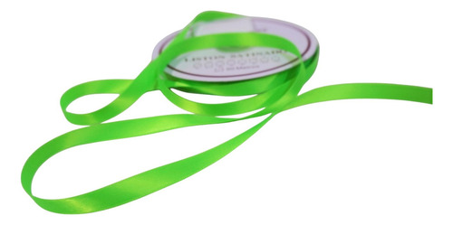 Listón Satinado Económico Satinado 2 Caras 1cm Con 50 Metros Color Verde Limón Lisa