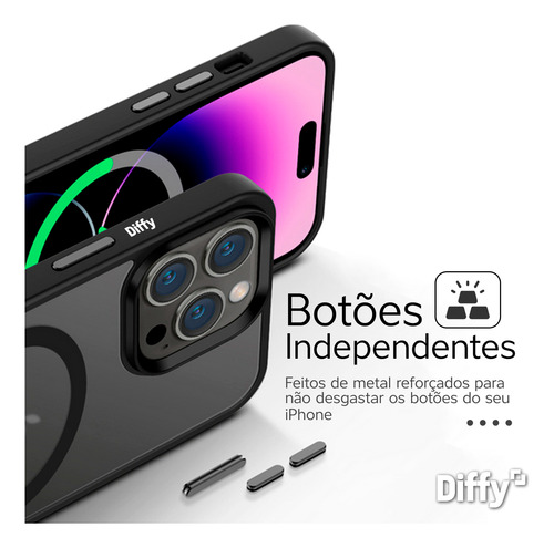 Capa Para iPhone 12 Ao 16 Magnética Carbon - Diffy