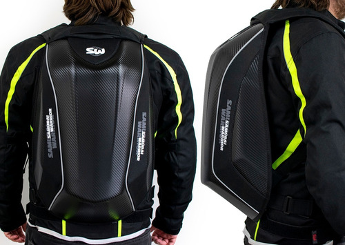Imagen 8 de 10 de Mochila Moto Semi Rigida Turismo Samurai 32/49 Lts Casco