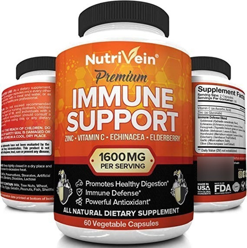 Apoyo Inmunológico- Vitamina C Y Zinc 1600mg - 60caps 