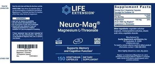 Life Extension Neuro-mag L-treonato De Magnesio,