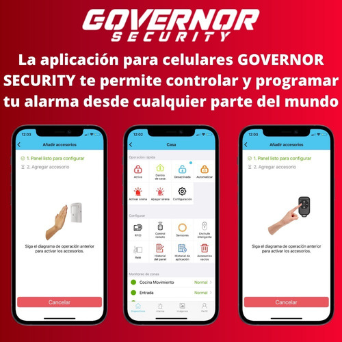 Panel De Alarma Governor Gv-safe300 Kit Nº2 Negro Wifi Gsm