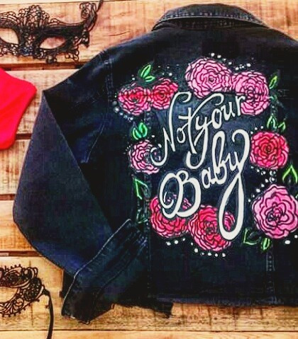 Campera Jean Negro Dama Elastizada Estampado Flores Baby