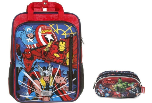 Kit Escolar Avengers Mochila De Costas + Estojo