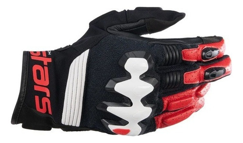 Guantes de moto Alpinestars Halo, color negro, blanco y rojo, talla 2xl