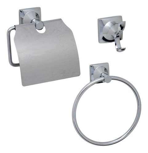 Set Accesorio Baño Acero Inox. Cromo 3pz Mozart Niza 9427