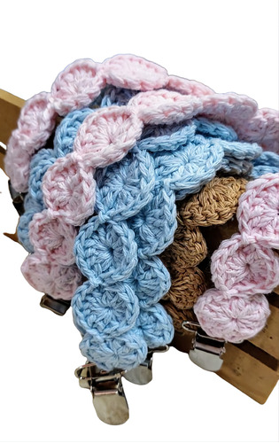 Portachupete X3 Tejido Crochet-broche- Cositas Tejidas