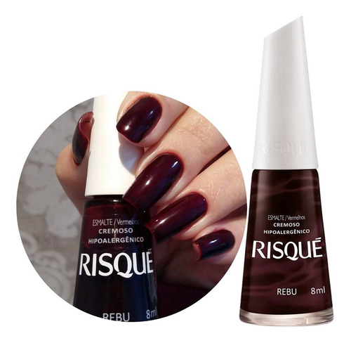 Esmalte Risque Rebu Cremoso Hipoalergênico Cor Vinho