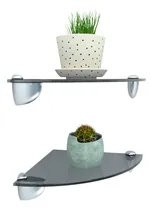 Comprar 2 Repisas Esquineras Grises Para Baño Cristal Templado