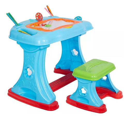 Escritorio Mesa De Aprendizaje, Tablero Pizarra Dibujo Niños Color Azul