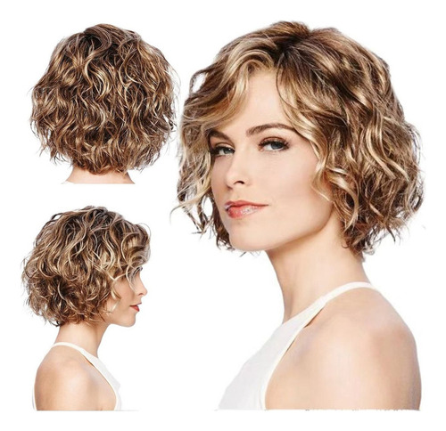 Cabello Rubio Rizado Corto Ondulado Castaño Dorado, Cabello