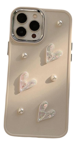 Funda Iphone Celular Case Diseño Corazón Perla Beige Iphone 16 Pro Max