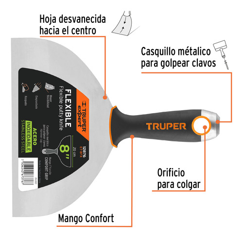 Pack De 6 Espatula Flexible 8' Acero Inox Truper Expert12876