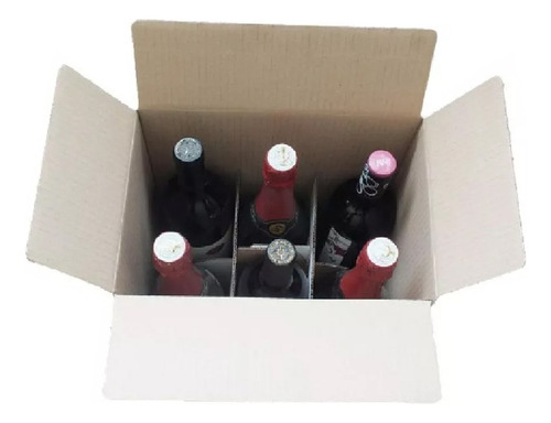 Caja Carton Blanca 6 Vinos 23x16x32 Separador X100