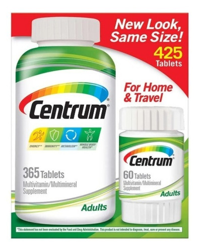 Imagen 1 de 1 de Centrum Multivitaminico Vitaminas 425 Capsulas Para Adultos