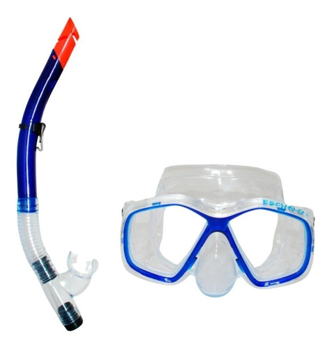 Combo Mascara Y Snorkel Escualo Modelo Recre - Azul