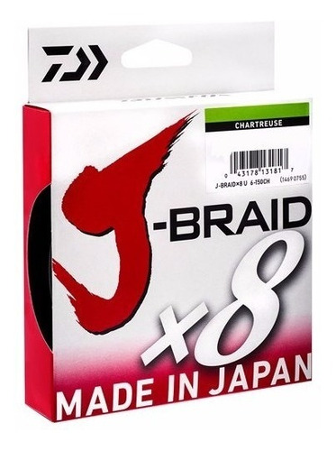 Linha Multifilamento J-braid 8 30lb-0,28mm-150m Chartreuse |